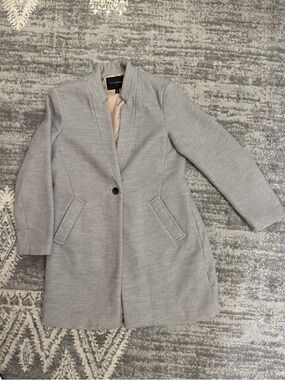 Banana Republic Light Gray Single-Button Trench Coat